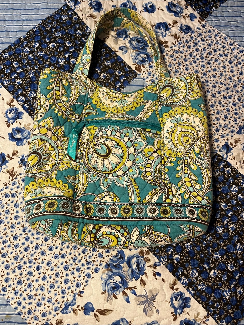 Vera Bradley Quilted Teal Paisley Tote Bag